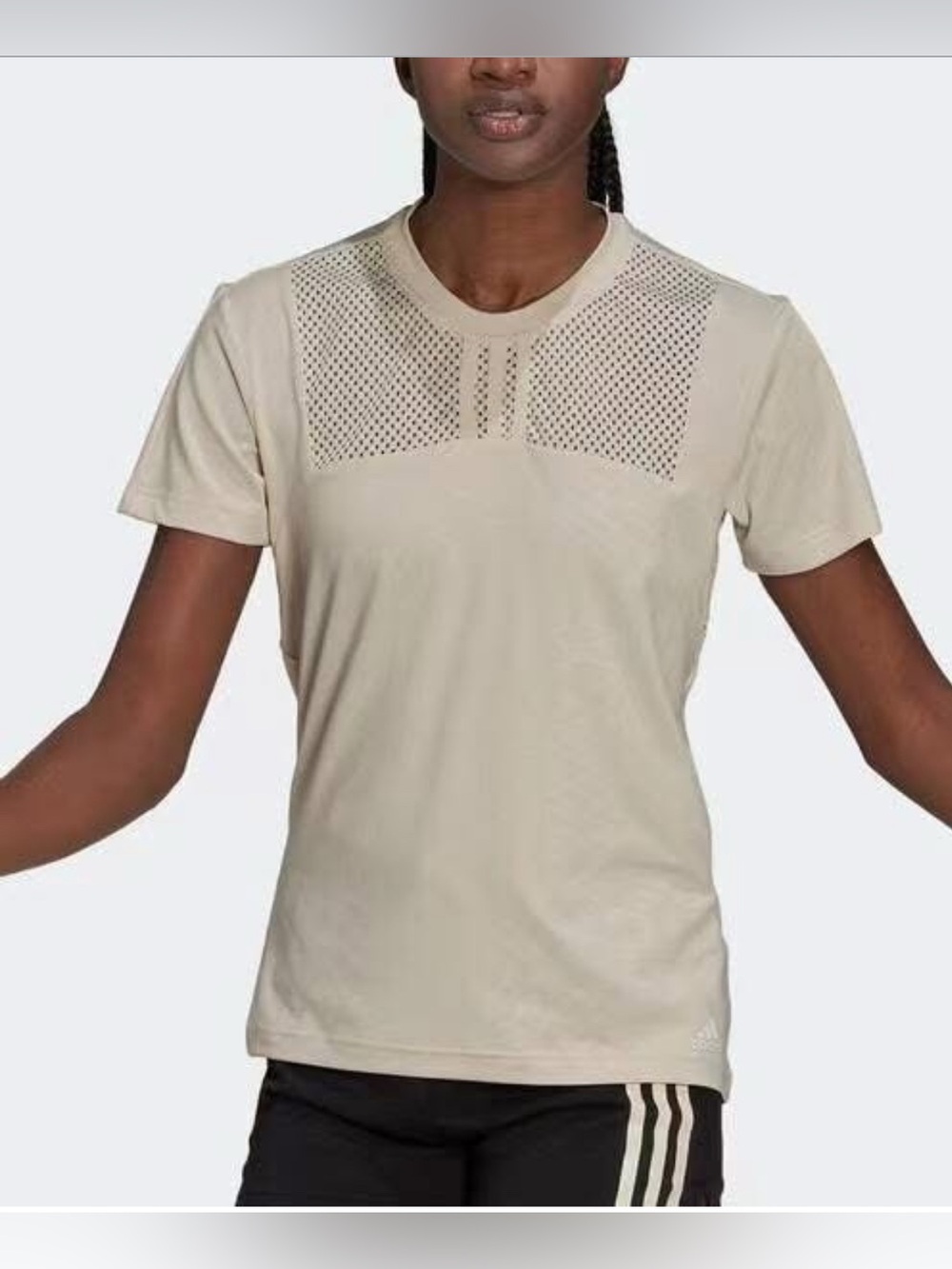 Adidas x Zoe Saldana halo ivory W UFORU T multi sport tshirt NWT - Picture 4 of 15